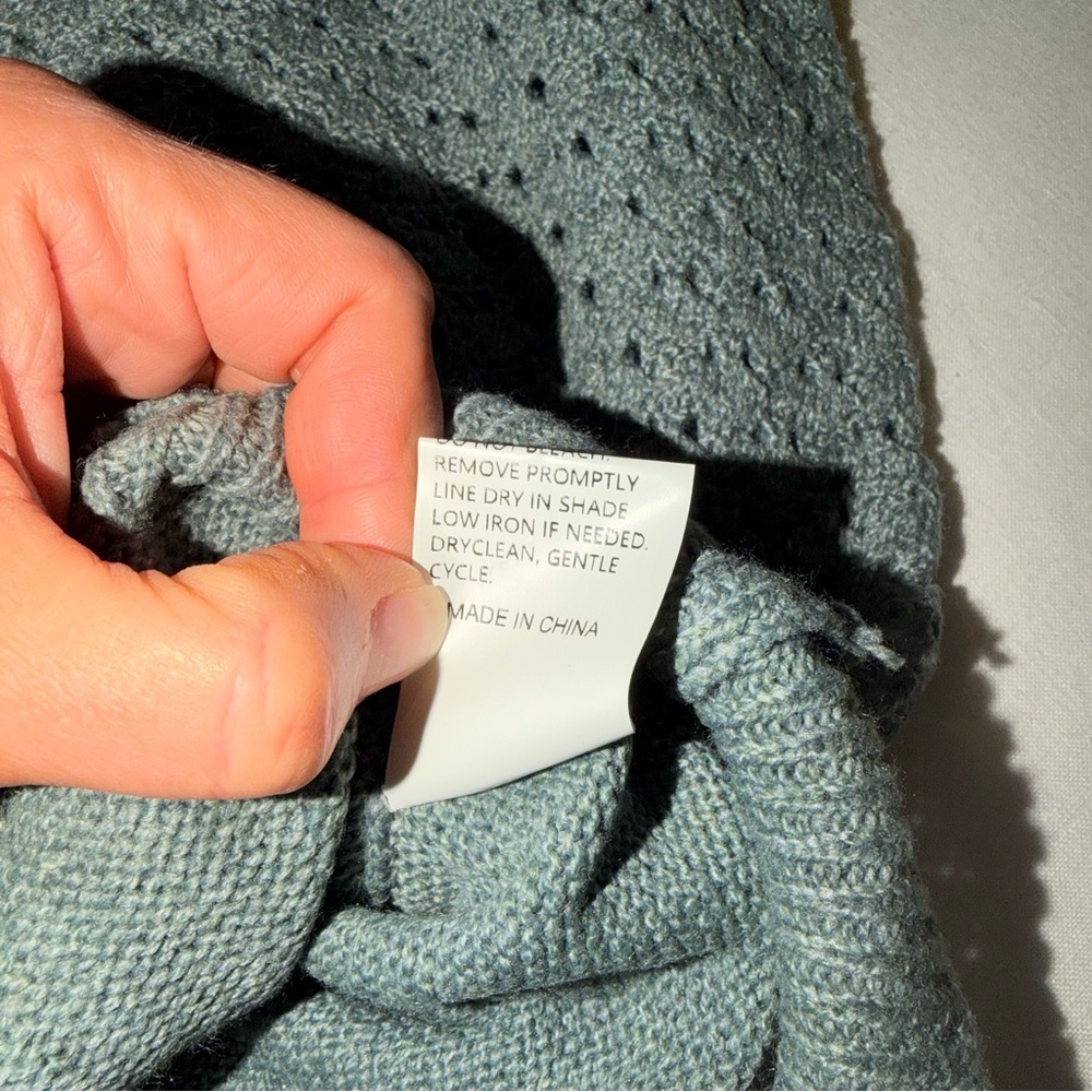 Sage Green Puff Sleeve Knit Sweater Cottagecore Romantic M NWOT - Picture 6 of 6